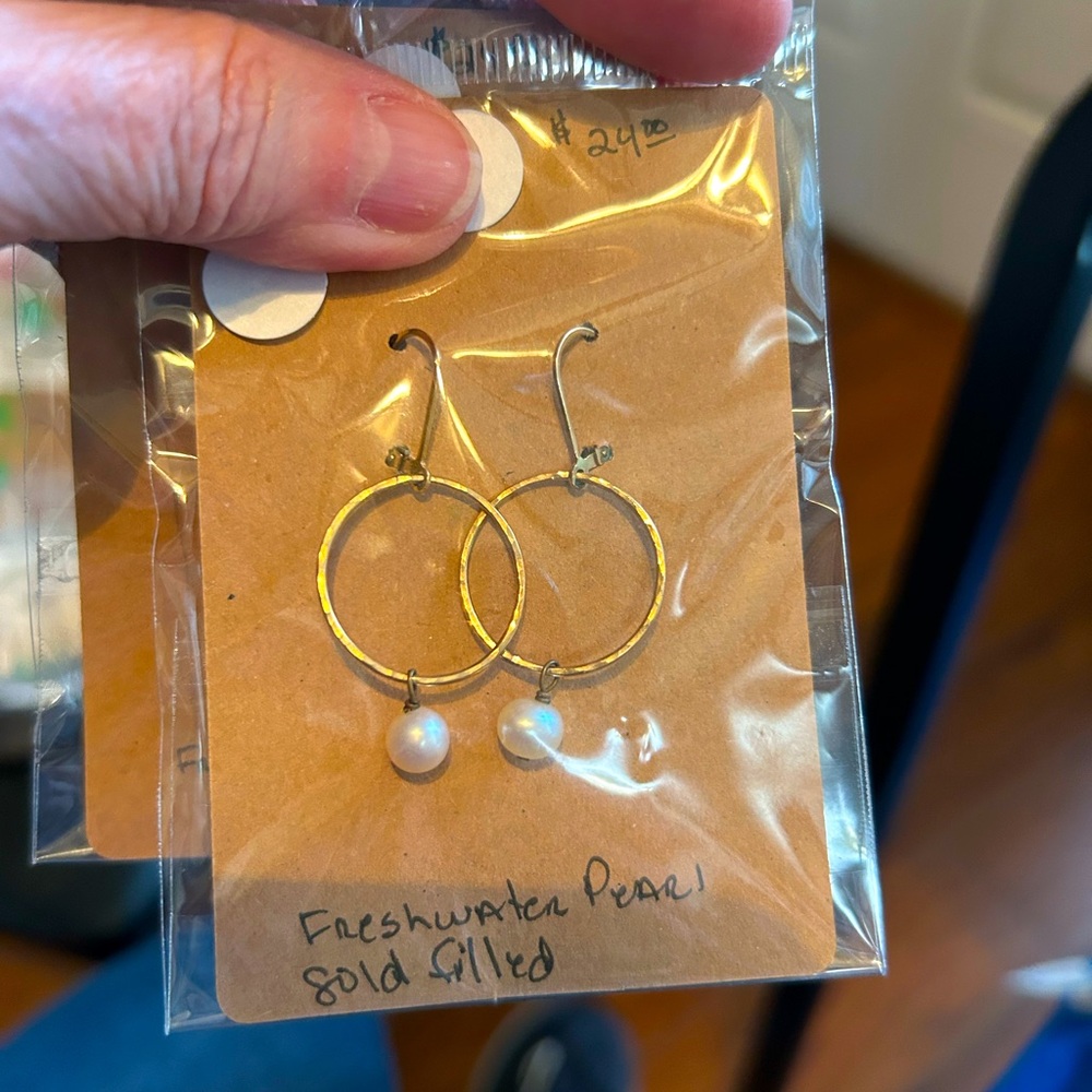 Pearl and gold filled earrings